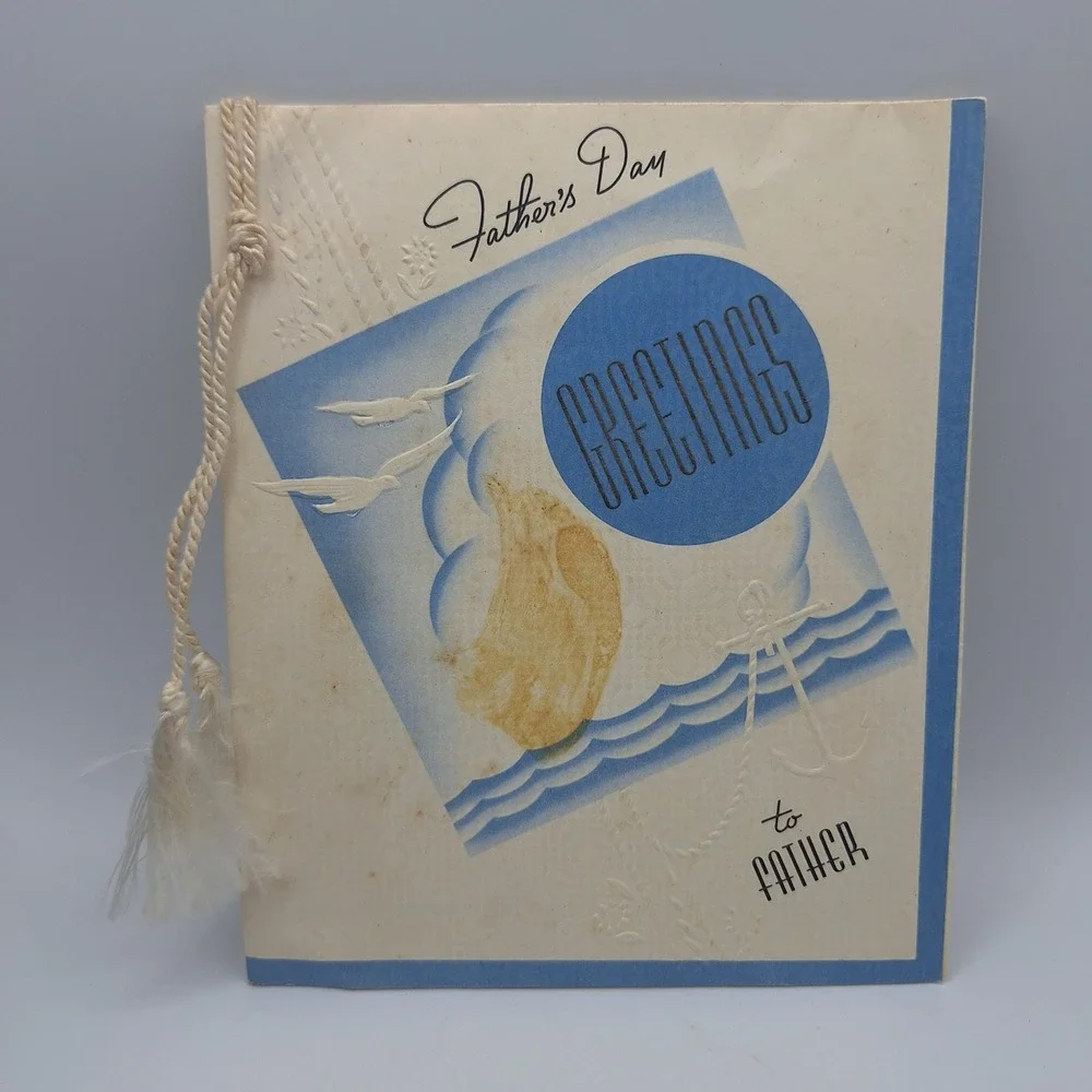 Vintage‎ Fathers Day Card Nautical Theme Greetings Sailboats Anchor Birds